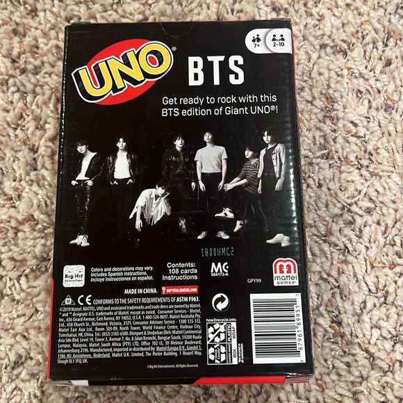 Giant UNO BTS Card Game With 108 Cards Based on BTS Global Superstars - Picture 2 of 2
